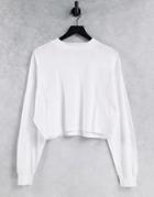 Asos Design Long Sleeve Boxy T-shirt With Seam Detail In White