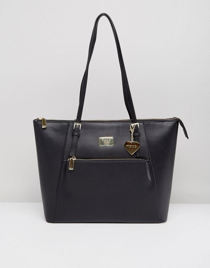 Marc B Tote Bag With Zip Detail - Black