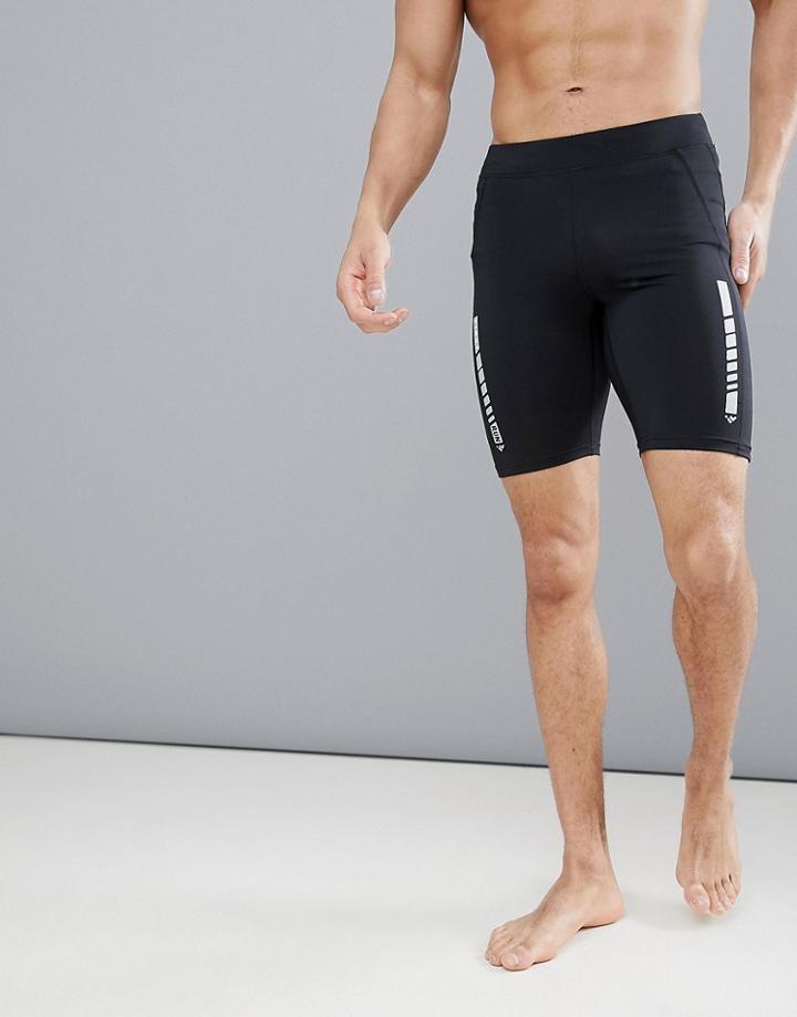 First Tight Running Shorts In Black - Black