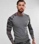 Diesel Sweat Top With Crew Neck In Camo - Gray