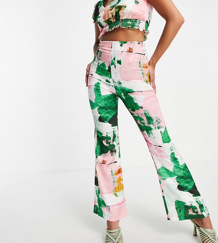 Liquorish Petite Set Pants In Abstract Print-multi