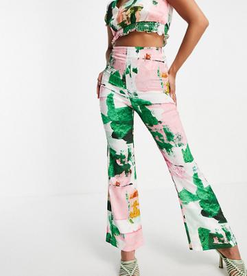 Liquorish Petite Set Pants In Abstract Print-multi