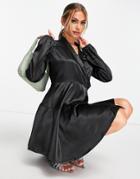 Tfnc Satin Wrap Mini Dress In Black