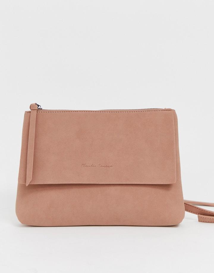 Claudia Canova Suedette Foldover Cross Body Bag - Pink