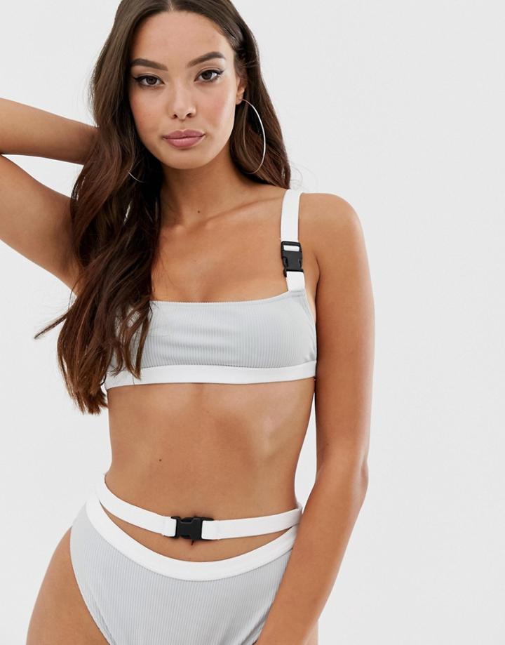 Frankies Bikinis Kiki Buckle Up Bikini Top - Gray