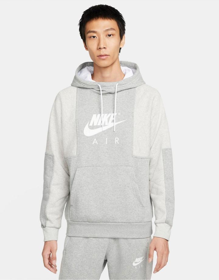 Nike Air Color Block Hoodie In Gray Heather