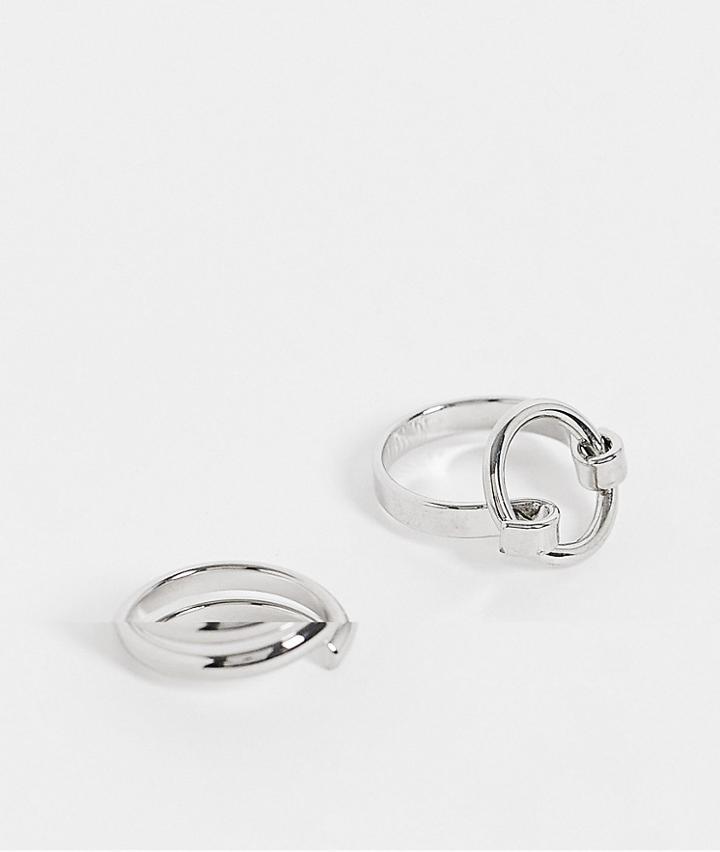 Pieces 2 Pack Statement Rings In Silver-gold