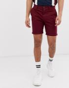 New Look Slim Fit Chino Shorts In Burgundy - Red