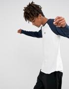 Element Raglan Long Sleeve T-shirt In White & Navy - White