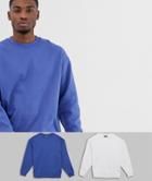 Asos Design Oversized Sweatshirt 2 Pack Blue/white - Multi