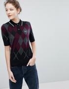 Fred Perry Argyle Knitted Polo - Black
