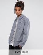 Reclaimed Vintage Inspired Coach Shirt In Stripe - Navy