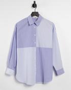 Pull & Bear Poplin Shirt In Blue Stripe-blues