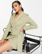 Lavish Alice Wrap Blazer Dress In Pistachio-green