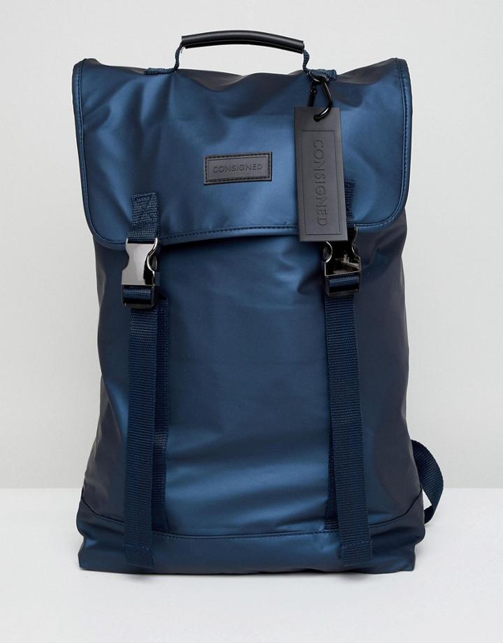 Consigned Double Clip Backpack In Navy - Navy