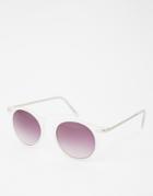 Monki Round Sunglasses - Frosted White