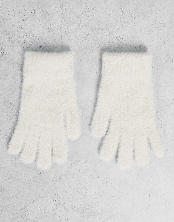Accessorize Super Fluffy Gloves In Cream-white