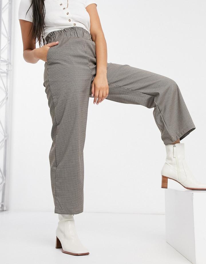 Vila High Waisted Pants In Black Check - Part Of A Set-multi