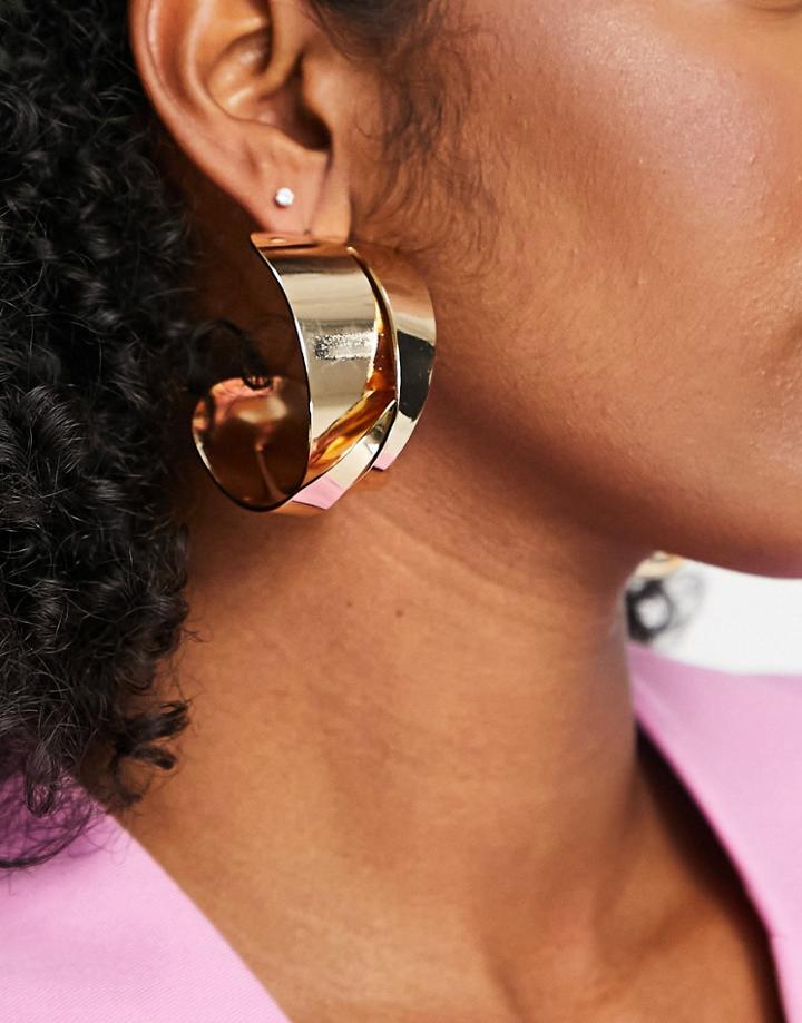 Asos Design Abstract Hoop Earrings In Gold Tone