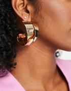 Asos Design Abstract Hoop Earrings In Gold Tone