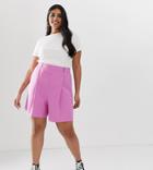 Asos Design Curve Mom Shorts In Pink