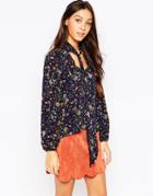 Influence Pussybow Blouse - Navy