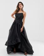Bariano Full Maxi Dress With Organza Bust Detail In Black