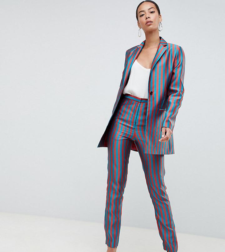 Asos Design Tall Tailored Slim Pants In Striped Jacquard - Multi