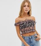 Ebonie N Ivory Bardot Mesh Crop Top - Black