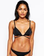 Asos Mix And Match Molded Triangle Strappy Tie Back Bikini Top - Black
