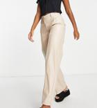 Asyou Pu Seam Detail Slouch Leg Pants In Stone-neutral