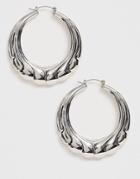 Asos Design Hoop Earrings In Vintage Style Design In Silver Tone