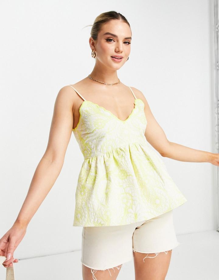 Asos Edition Quilted Cami Top In Lemon-pink