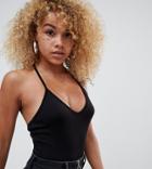 Asos Design Petite Cami Body With T-bar In Black - Black