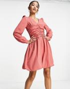Outrageous Fortune Ruched Waist Mini Dress In Rose Pink