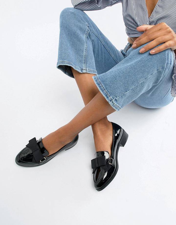 Asos Design Montie Bow Flat Shoes - Black