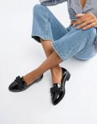 Asos Design Montie Bow Flat Shoes - Black
