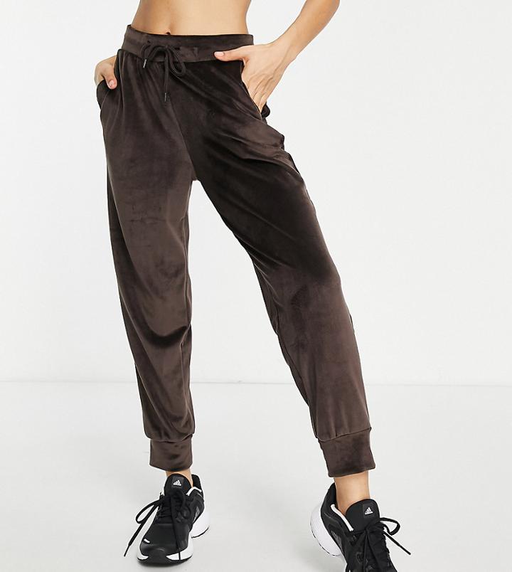 Hoxton Haus Petite Velour Sweatpants In Chocolate Brown - Part Of A Set