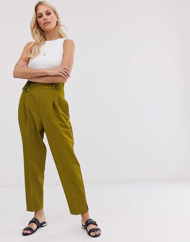 Asos Design Tailored Smart High Waist Balloon Pants - Green