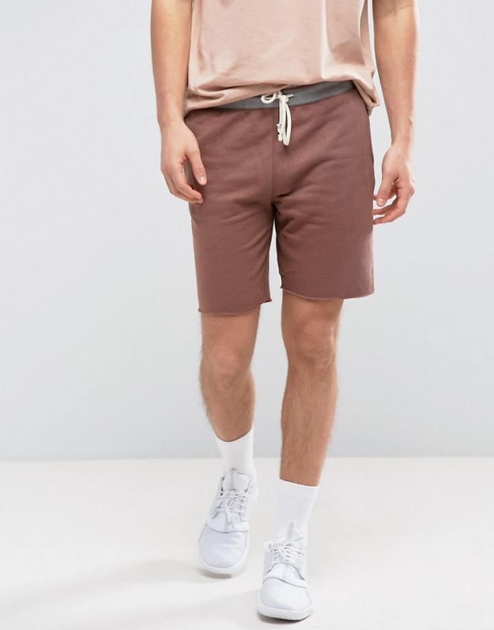 Pull & Bear Jersey Shorts In Dusky Pink With Contrast Band - Pink