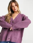 Monki Oversized Recycled Polyester Cardigan In Purple