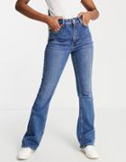 New Look 00's Flare Jeans In Mid Blue-blues