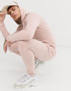 Asos Design Tracksuit Muscle Hoodie/super Skinny Sweatpants In Pink - Pink
