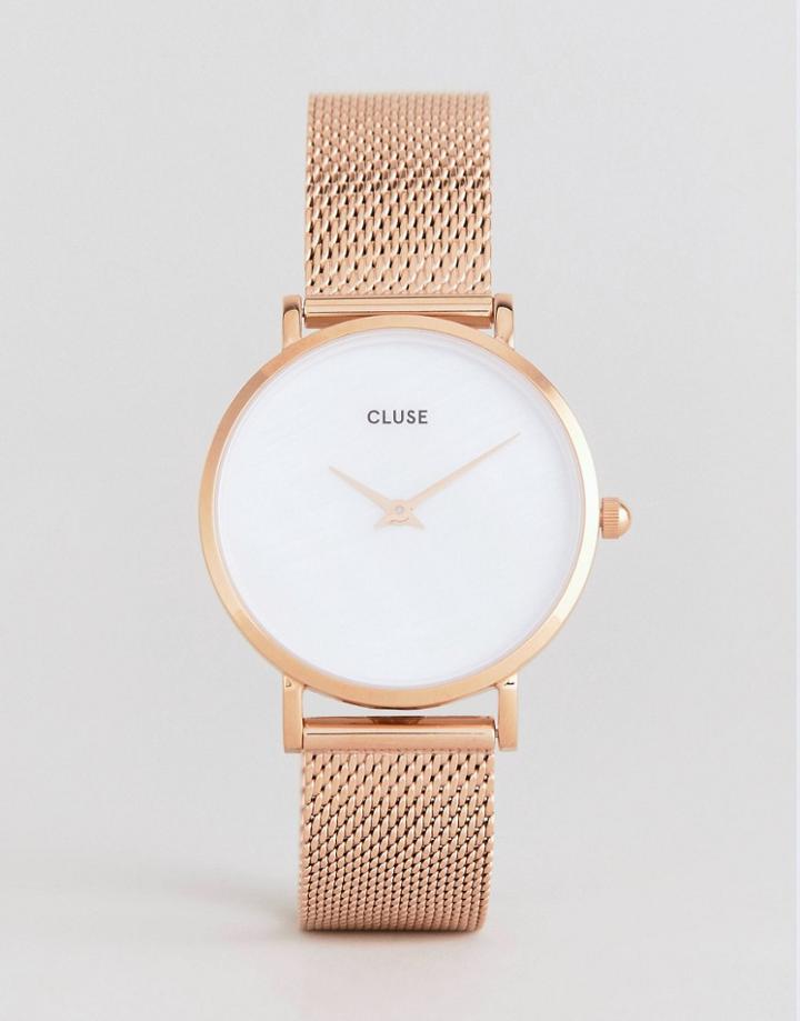 Cluse Cl30047 Minuit La Perle Mesh Watch In Rose Gold - Gold