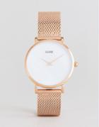Cluse Cl30047 Minuit La Perle Mesh Watch In Rose Gold - Gold