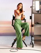 Asos Design Jersey Wide Leg Pant In Paradise Green Heather