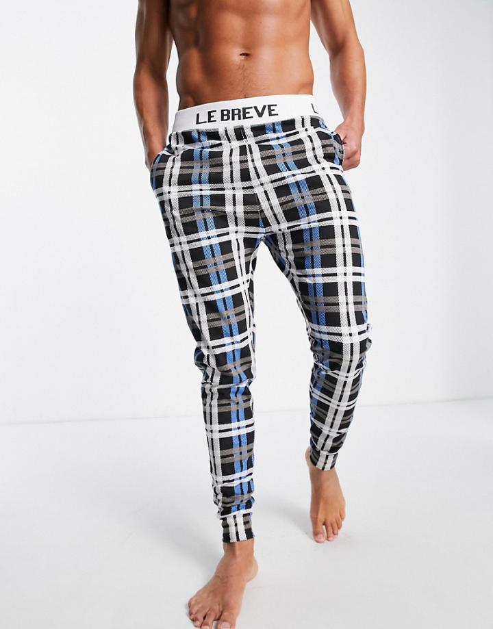 Le Breve Lounge Bay Sweatpants In Black Gray Check - Part Of A Set