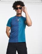 Asos Design T-shirt In Blue Color Block With Acid Wash And New York City Print-black