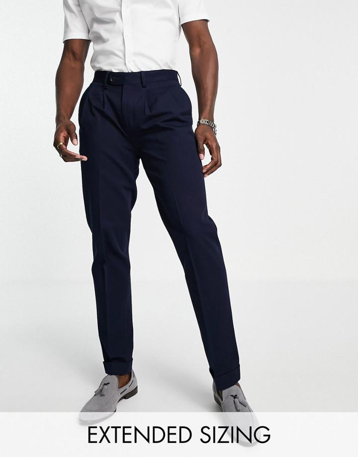 Noak Slim Organic Cotton Rich Twill Chino Pants In Navy