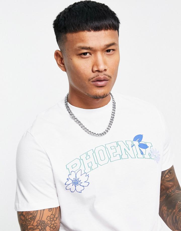 Asos Design T-shirt In White With Phoenix City Print
